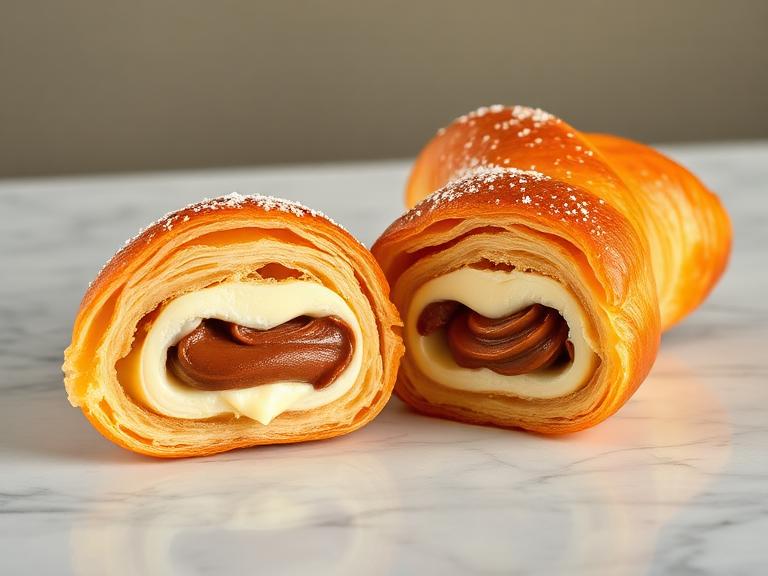 Cornetto bi gusto crema e nocciola